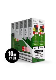 Elf Bar- 600 Green Gummy Bear 20 mg/ml Disposable (10er...